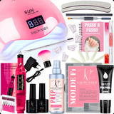 Kit De Unhas Polygel Pincel Prep Top Coat Molde F1 Completo