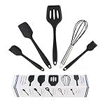 Kit De Utensílios De Cozinha De Silicone De 5 Peças Seguro E Macio Não Machuque O Pote Preto Kit 5 Preto Preto