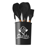Kit De Utensílios De Cozinha Silicone 7 Peças Cabo Madeira