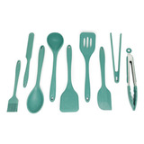 Kit De Utensílios De Silicone C 9 Peças Vde Oikos Cor Verde escuro