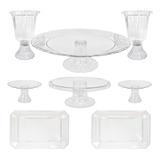 Kit Decoração Boleira Redonda Mini Cake Suporte Doce Bandeja