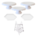 Kit Decoração De Festa Boleira Bandeja Escadinha De Doces