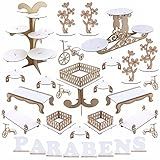 Kit Decoração De Festa Provençal MDF Suporte Triplo Cinzelado E Árvore Cupcake 1131 LP19