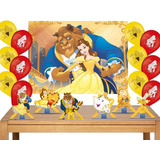 Kit Decoração Festa Bela E A Fera Painel Balões Displays