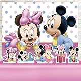Kit Decoração Festa De Aniversário Infantil Painel Displays Chá Revelação Minnie E Mickey Baby