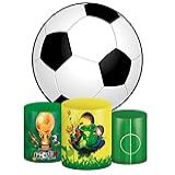 Kit Decoração Festa De Aniversário Master Painel Redondo 1-50 - Trio De Capas De Cilindro Futebol Bola