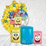 Kit Decoração Festa De Aniversário Master Painel Redondo 1 50 Trio De Capas De Cilindro Bob Esponja B 01
