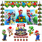 Kit Decoração Festa Em Casa Tema Super Mário