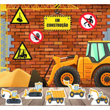 Kit Decoração Festa Painel Displays Mesa Trator Construção