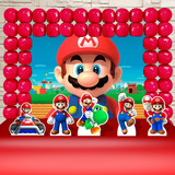 Kit Decoração Festa Super Mario World Com Fita Para Balão
