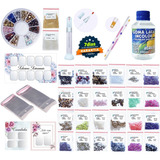 Kit Decoração Joias Pedrarias Unhas Strass Adesivos Cartões