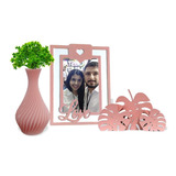 Kit Decoração Rack Sala Vaso Plantas Porta Retrato Folhagens