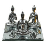 Kit Decoração Yoga Enfeite Zen Meditação Bandeja Espelhada