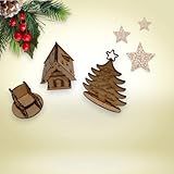 Kit Decorativo De Natal Em MDF Casinha Cadeirinha E Árvore