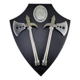 Kit Decorativo Viking Medieval Com 2 Machados Removíveis