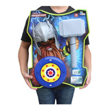 Kit Defensores Heróis Infantil C Martelo Escudo Medieval 3p Cor Colorido