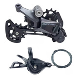 Kit Deore Shimano Câmbio 12s Rd m6100 sgs Cage Longo Alavanca Passador Trocador Marcha Rapidfire Plus Direito 12v 1x12 Velocidades Sl m6100 Com Cabo Mtb Xc Trail Bike Bicicleta Pedal Pulse Pro Preto