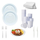 Kit Descartaveis Churrasco Talheres Copo Prato 100 Pessoas