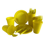 Kit Descartáveis Festa Prato Copo Garfo Econômico 50 Pessoas