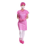 Kit Descartável Rosa Protdesc   Toucas  Máscaras E Aventais