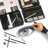 Kit Desenho Realista 70 Peças Estojo De Metal