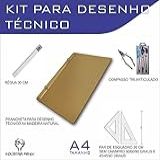 Kit Desenho Técnico Prancheta Engenharia Arquitetura Edificações A4 Natural Par Esquadro 26 Cm Compasso Cis 303 Regua 30