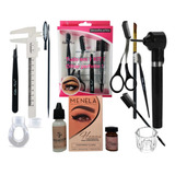 Kit Design Sobrancelha Henna Menela Pincel Mixer Tesoura