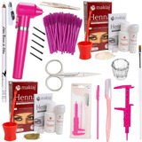 Kit Desing 2 Henna Sobrancelha Makiaj Pinça Lapis Brinde