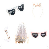 Kit Despedida De Solteira Óculos Bride team Tiara Véu Faixa