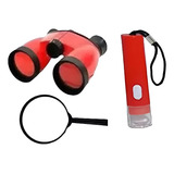 Kit Detetive Explorador Com Binoculo Lupa E Lanterna