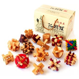 Kit Dezesseis 16 Desafios Quebra Cabeça 3d Puzzle Madeira