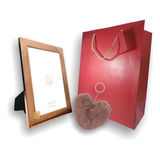 Kit Dia Dos Namorados Porta Retrato Luxo Chaveiro E Sacola Cor Rose