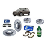 Kit Disco Solidos Pastilha Tambor Sapata Freio Celta 1 0