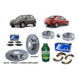 Kit Disco Ventilado Pastilha Tambor Sapata Freio Celta P