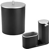 Kit Dispenser Detergente Com Suporte Para Esponja Lixeira Luxo Pia Cozinha Banheiro