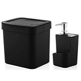 Kit Dispenser Porta Detergente 650ml Lixeira 2 5 Litros Cozinha Trium Ou Preto