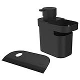 Kit Dispenser Porta Detergente Organizador Utensílios Rodo Bancada Pia Cozinha   Ou   Preto