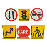 Kit Display De Mesa 6 Peças Festa Placas De Trânsito Mdf