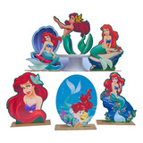 Kit Display De Mesa 6 Peças Para Festa A Pequena Sereia Mdf