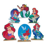 Kit Display De Mesa 6 Peças Para Festa A Pequena Sereia Mdf