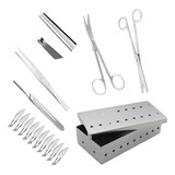 Kit Dissecção Cirurgico Universitário 16 Peças Anatomia Inox