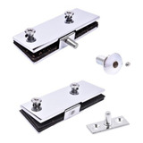 Kit Dobradiças Superior E Inferior Porta De Vidro Blindex Cor Cromado