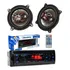 Kit Dois Falante Bravox 5pol + Radio Carro Mp3 Player Usb