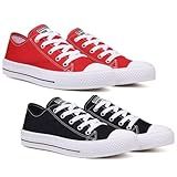 Kit Dois Pares De Tenis Feminino E Masculino Casual Moda Leve Tenis Vermelho Tenis Preto BR Adulto Faixa Numérico 35 36 