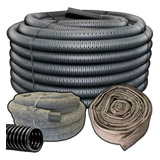 Kit Dreno Tubo 4 Pol 100mm 50 Metros Camisa Bidim 50 Metro