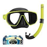 KIT DUA SEASUB- Máscara E Snorkel Respirador Para Mergulho Pesca Sub -Limão-