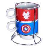 Kit Duas Xicaras Avengers Com Suporte