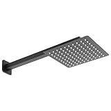 Kit Ducha Chuveiro Quadrado Slim Aço Inox 20x20 Braço Preto Fosco