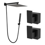 Kit Ducha Desviador 20x20 De Parede Preto Acabam Registro