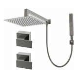 Kit Ducha Gás Slim Desviador 25x25 acabamento Registro Cinza